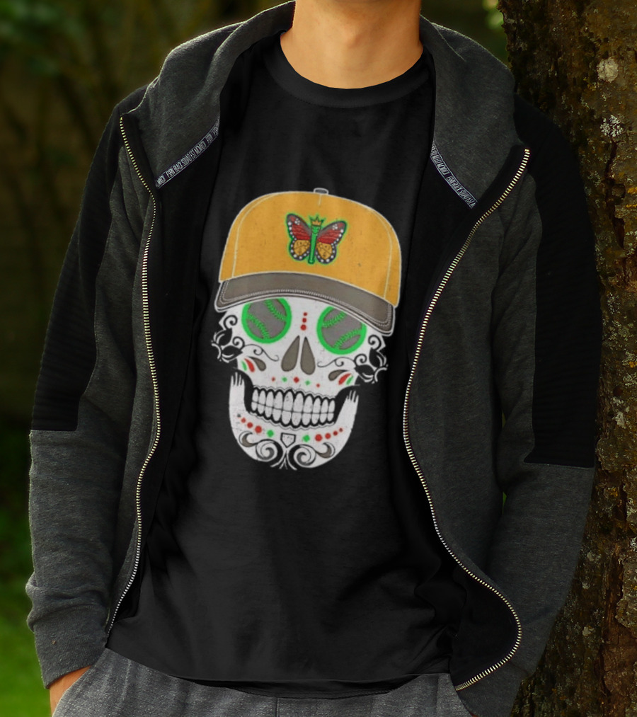 Eugene Emeralds Sugar Skull Baseball Butterfly Cap T-Shirt