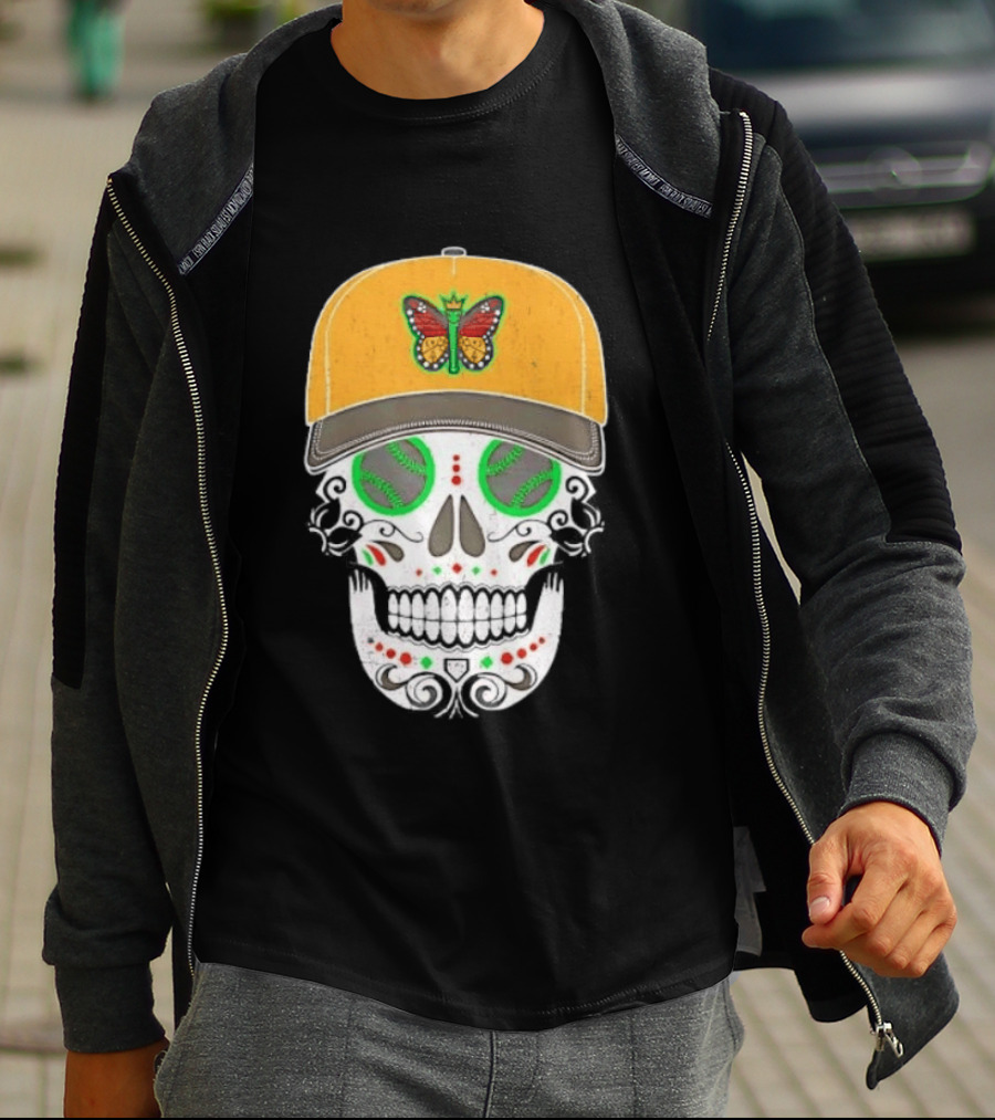 Eugene Emeralds Sugar Skull Baseball Butterfly Cap T-Shirt
