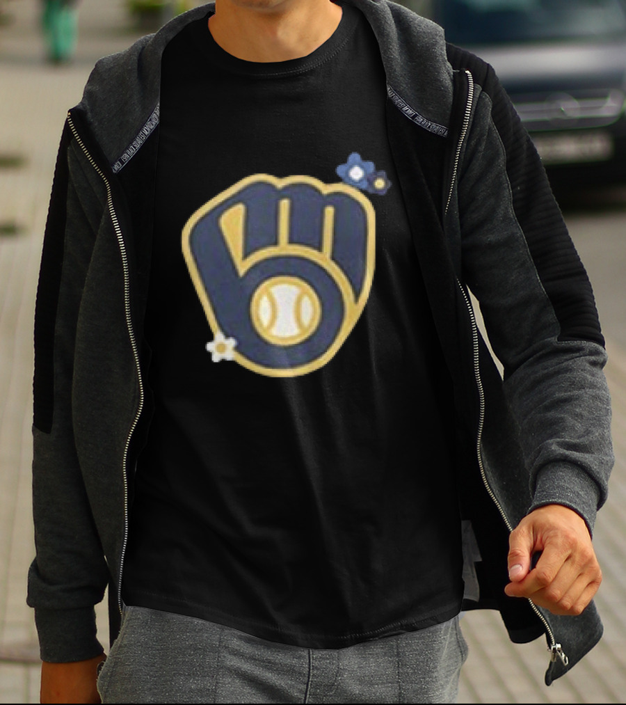 Milwaukee Brewers Flowers MLB 2026 Two Sided Baseball T-Shirt