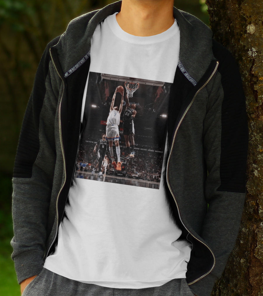 Spurs Devin Vassell Blocks Thunder Chet Holmgren NBA Basketball Moment T-Shirt