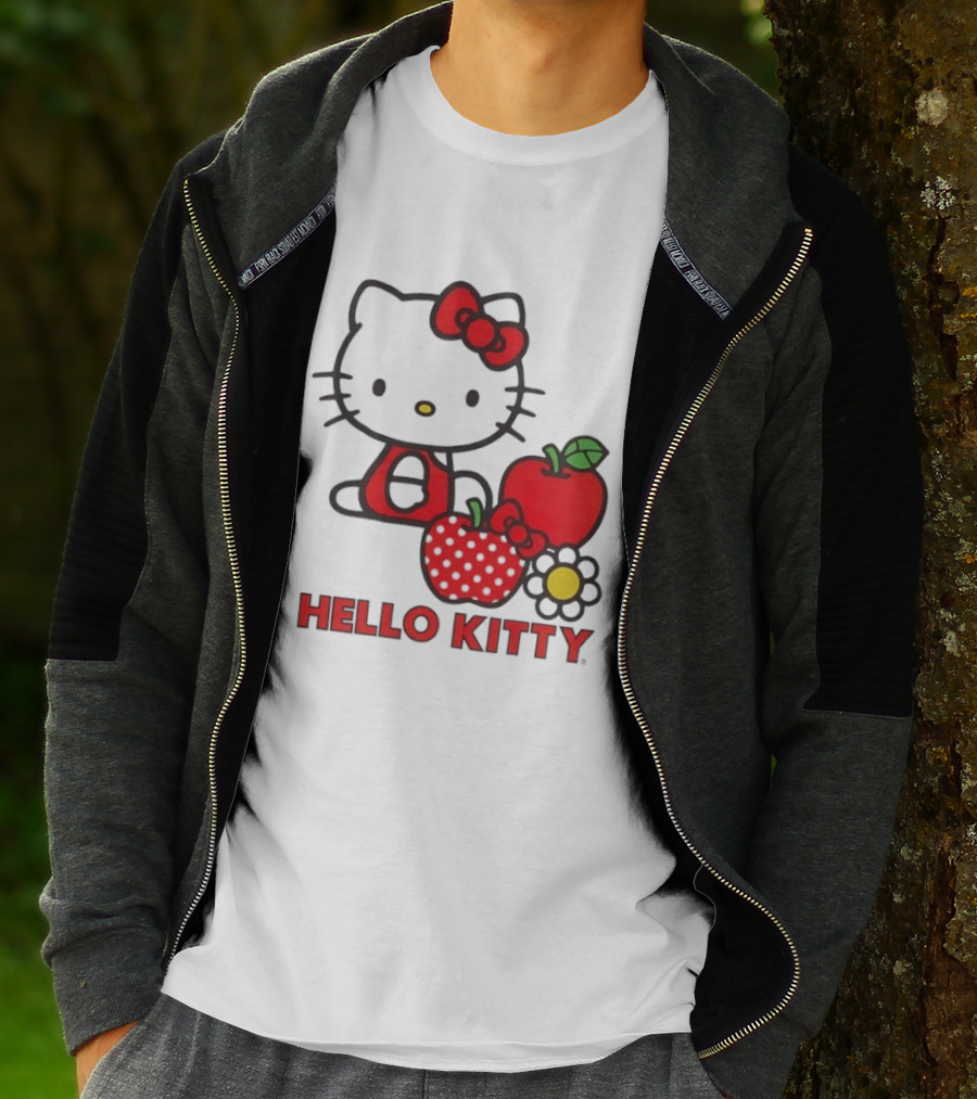 Hello Kitty Sanrio With Apples Strawberry And Flower T-Shirt