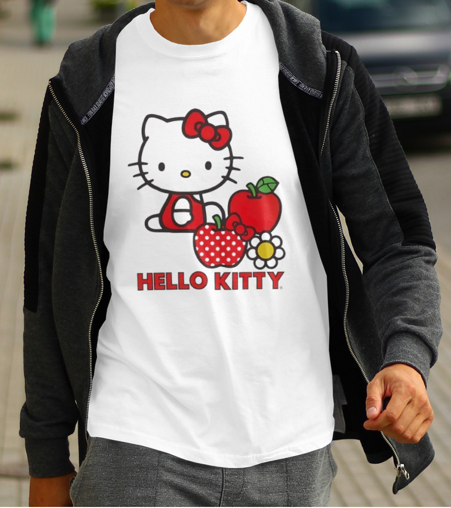 Hello Kitty Sanrio With Apples Strawberry And Flower T-Shirt