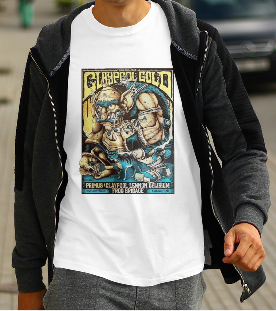 May 28 2026 Claypool Gold Primus Claypool Lennon Delirium Frog Brigade Starlight Theatre Kansas City MO T-Shirt