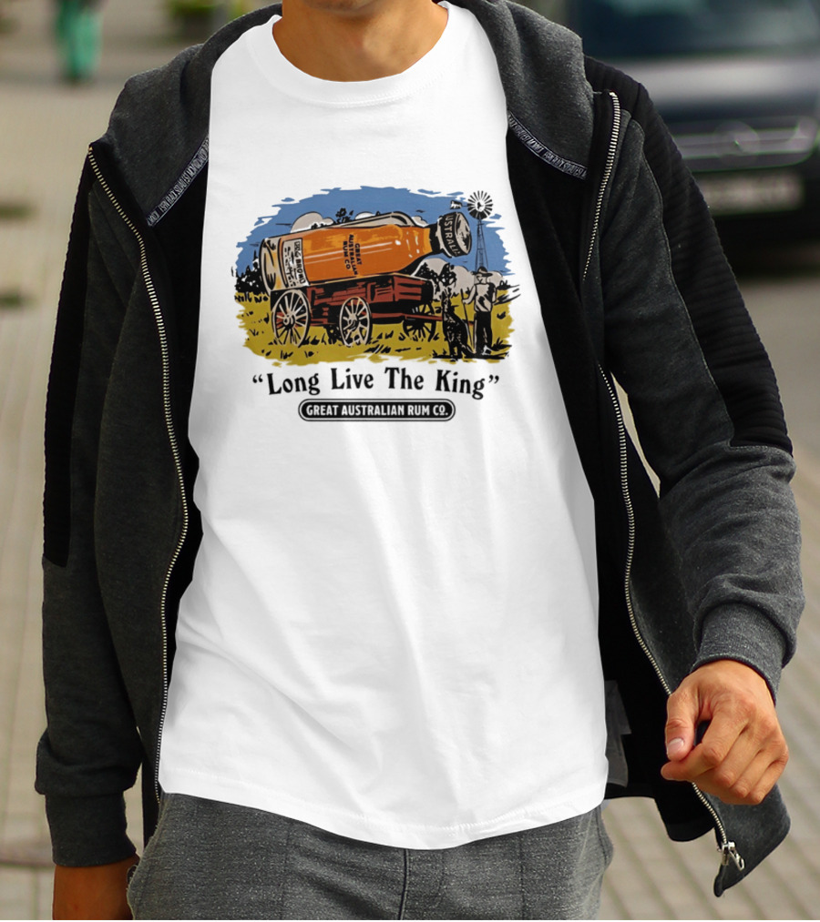 Long Live The King Great Australian Rum Co Vintage Wagon Scene T-Shirt
