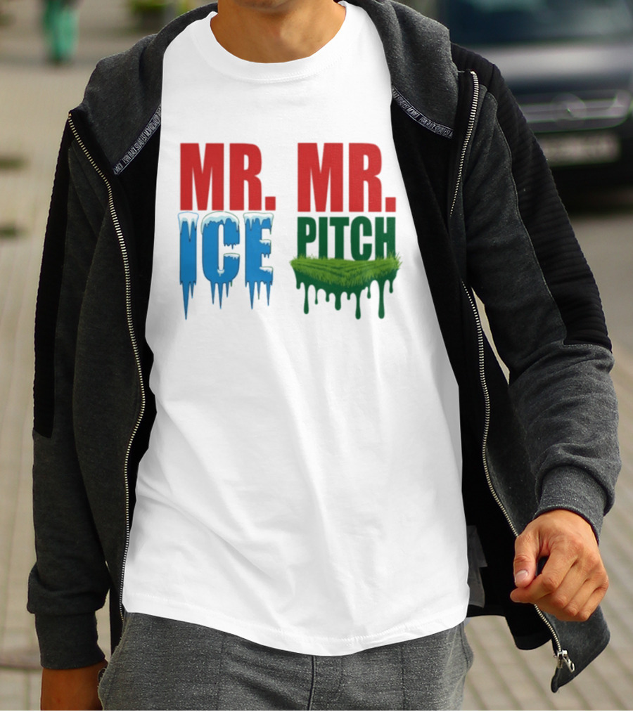 MR ICE MR PITCH Frosty Letters Green Grass Drips T-Shirt