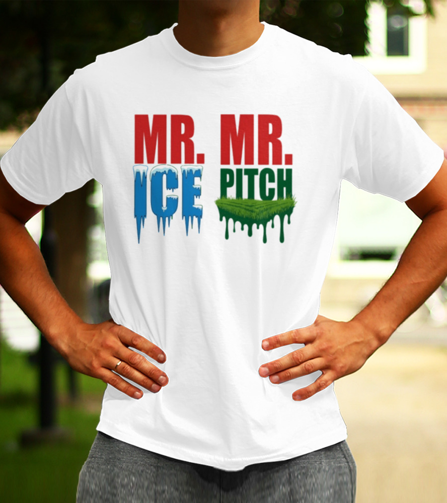 MR ICE MR PITCH Frosty Letters Green Grass Drips T-Shirt