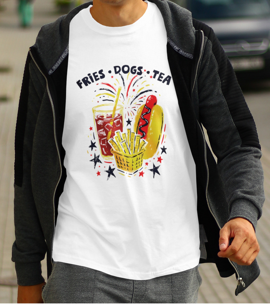 Fourth Of July Fries Dogs Tea Fireworks 250th Anniversary Celebration America T-Shirt