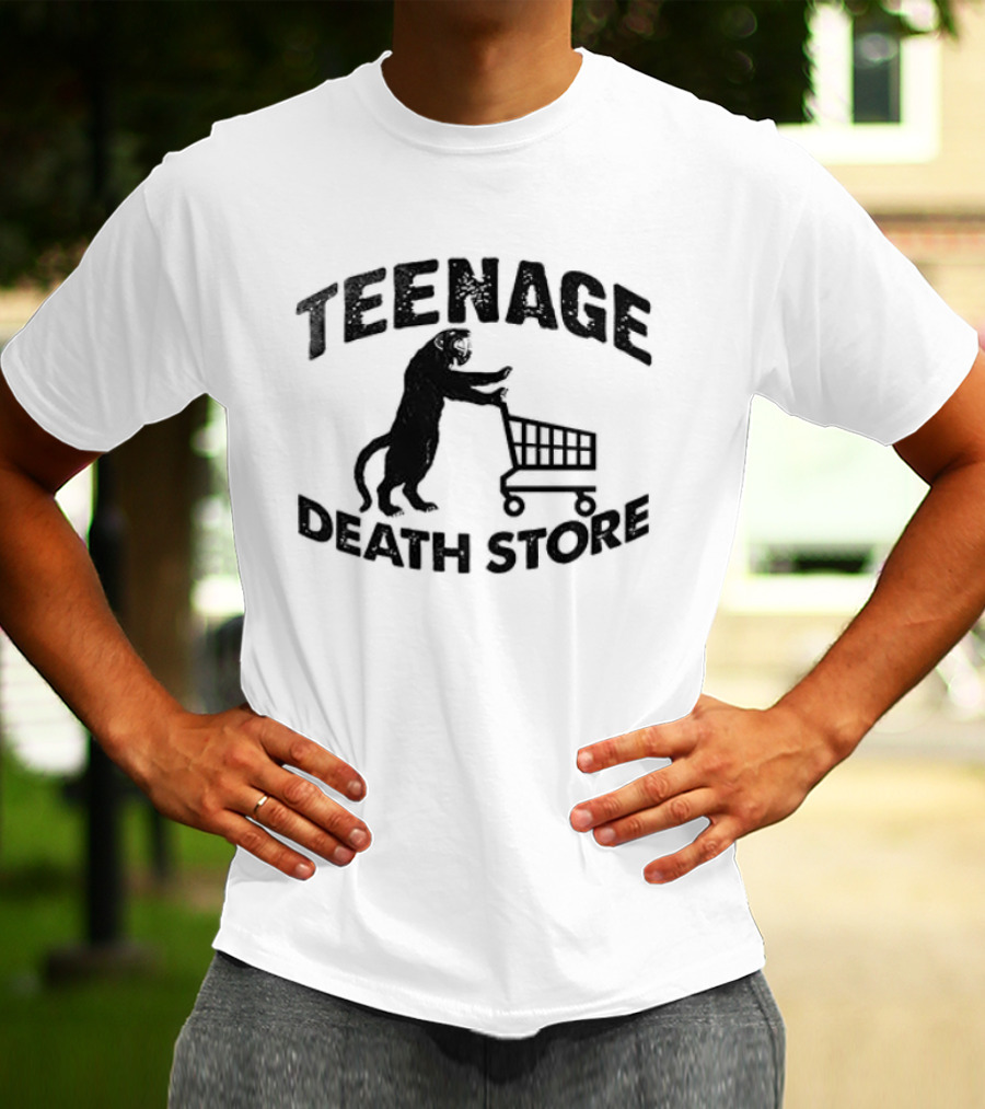 Teenage Death Store Bear Pushing Shopping Cart T-Shirt