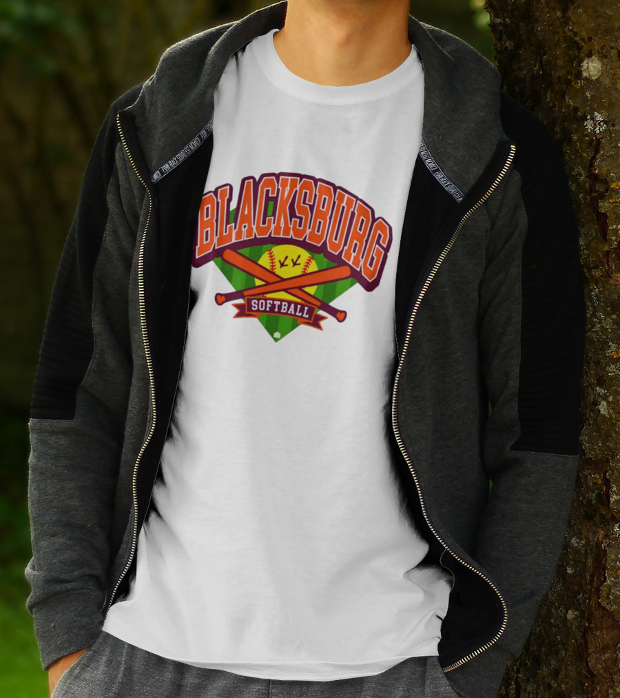 Blacksburg Softball Team Virginia Club Baseball Bat Crossed T-Shirt