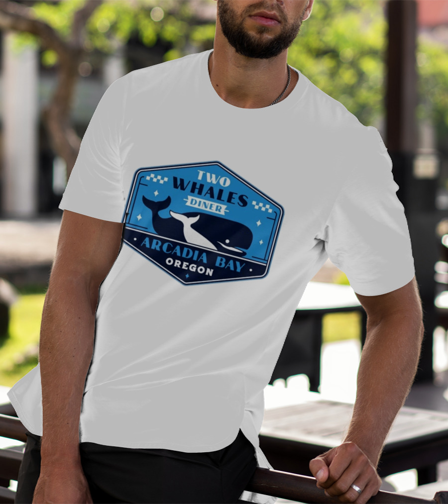 Two Whales Diner Arcadia Bay Oregon Crest T-Shirt