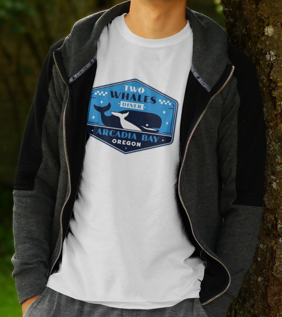 Two Whales Diner Arcadia Bay Oregon Crest T-Shirt