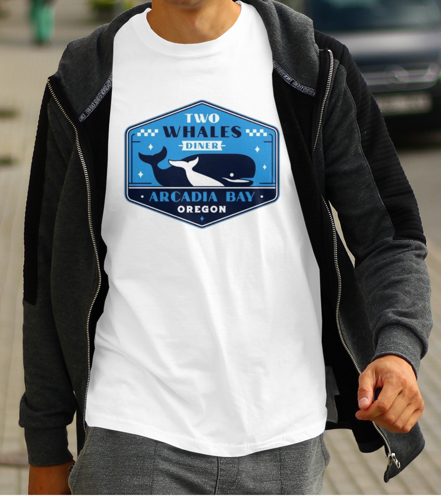 Two Whales Diner Arcadia Bay Oregon Crest T-Shirt