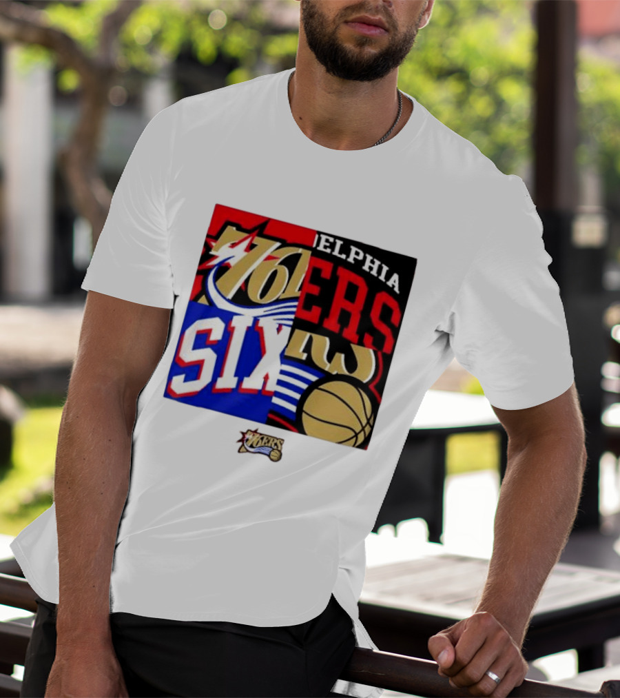 Philadelphia 76ers Vintage Block Logo Compilation NBA Basketball Fan Merch T-Shirt