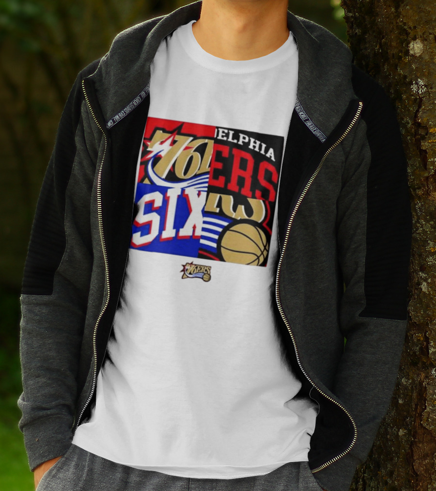 Philadelphia 76ers Vintage Block Logo Compilation NBA Basketball Fan Merch T-Shirt