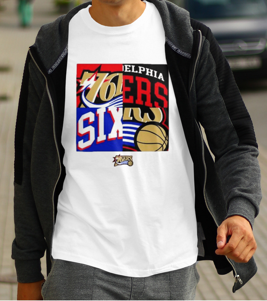 Philadelphia 76ers Vintage Block Logo Compilation NBA Basketball Fan Merch T-Shirt