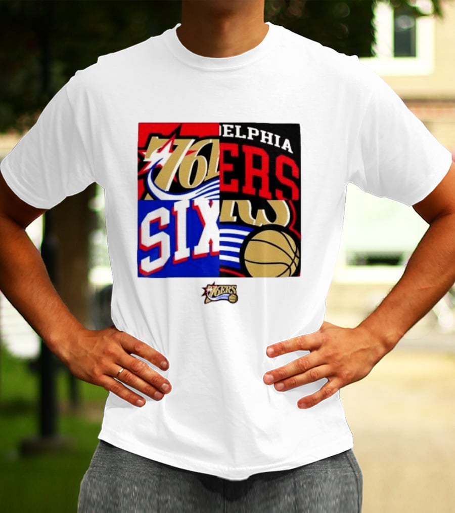 Philadelphia 76ers Vintage Block Logo Compilation NBA Basketball Fan Merch T-Shirt