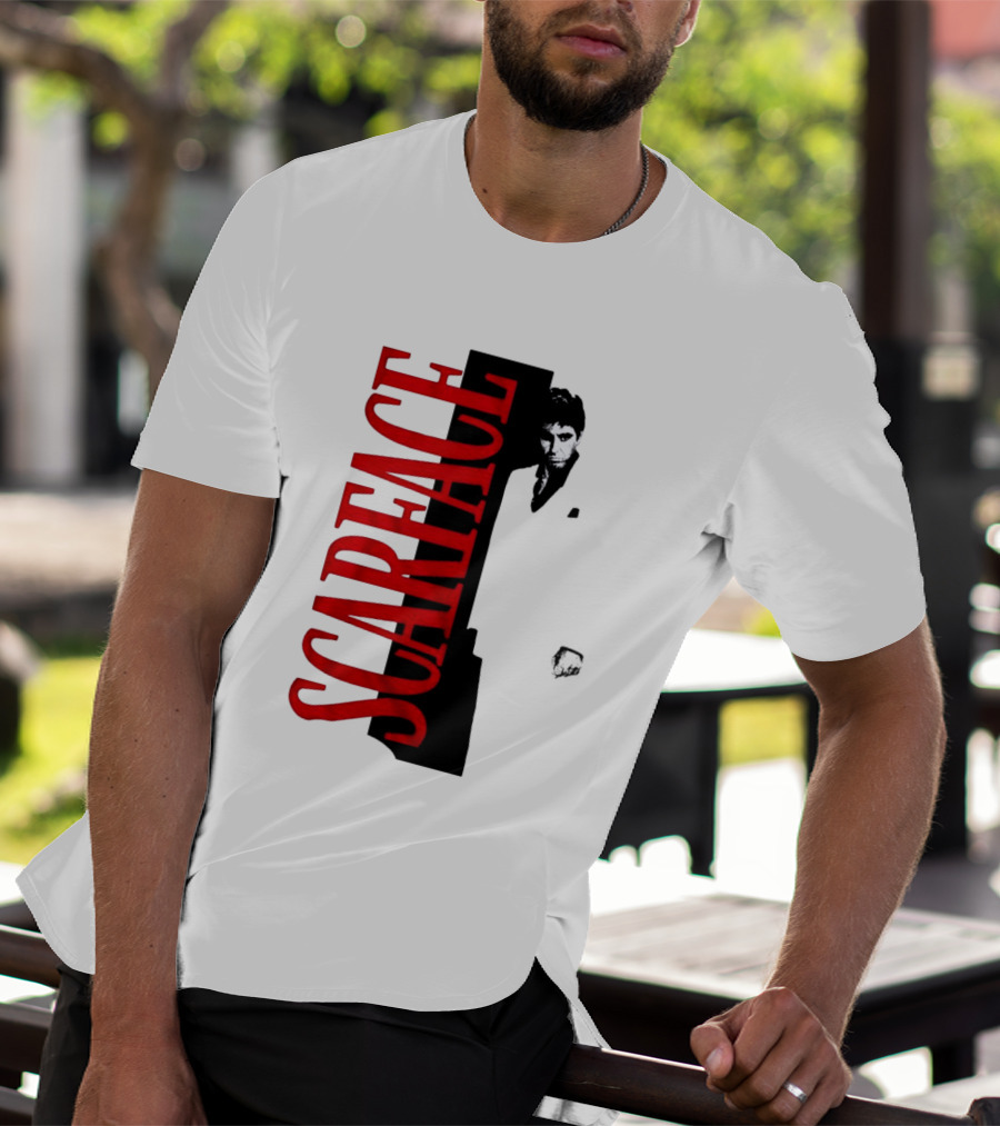 Tony Montana Scarface Movie Iconic Red Black T-Shirt