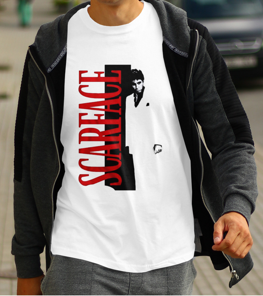 Tony Montana Scarface Movie Iconic Red Black T-Shirt