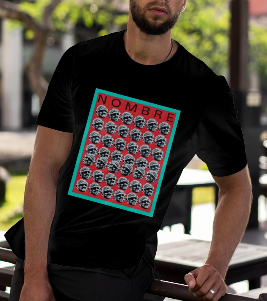NOMBRE Repeating Pattern Red Teal T-Shirt