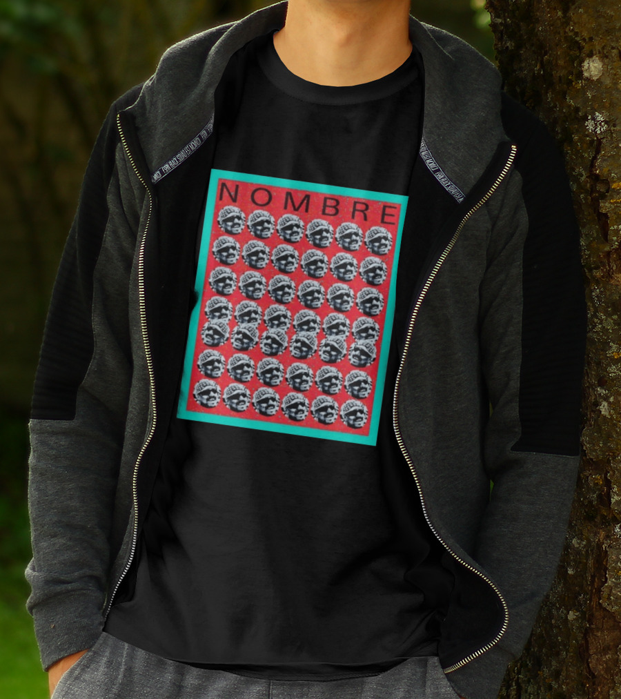 NOMBRE Repeating Pattern Red Teal T-Shirt