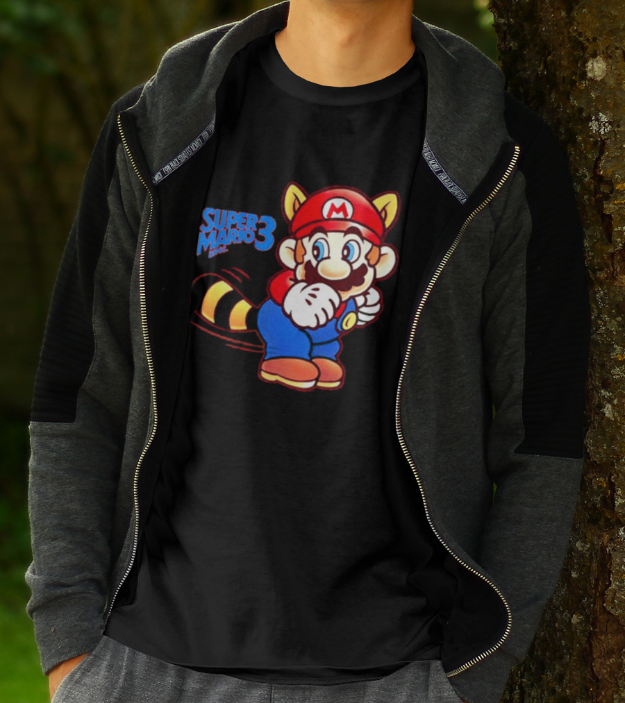 Super Mario Bros 3 Raccoon Mario Tail Whip Retro Game Nostalgia T-Shirt