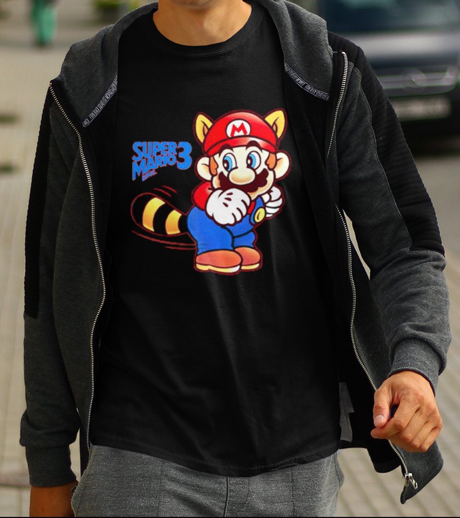 Super Mario Bros 3 Raccoon Mario Tail Whip Retro Game Nostalgia T-Shirt