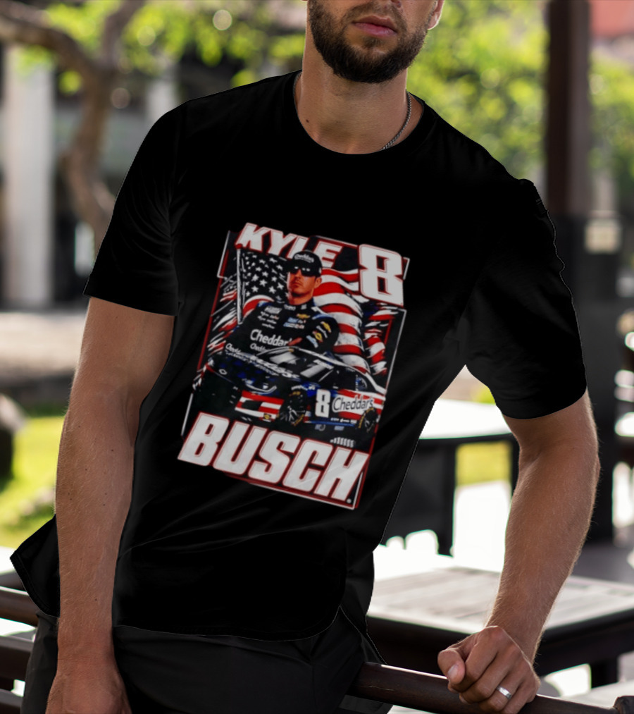 Kyle Busch 8 Cheddar's Racing With American Flag T-Shirt