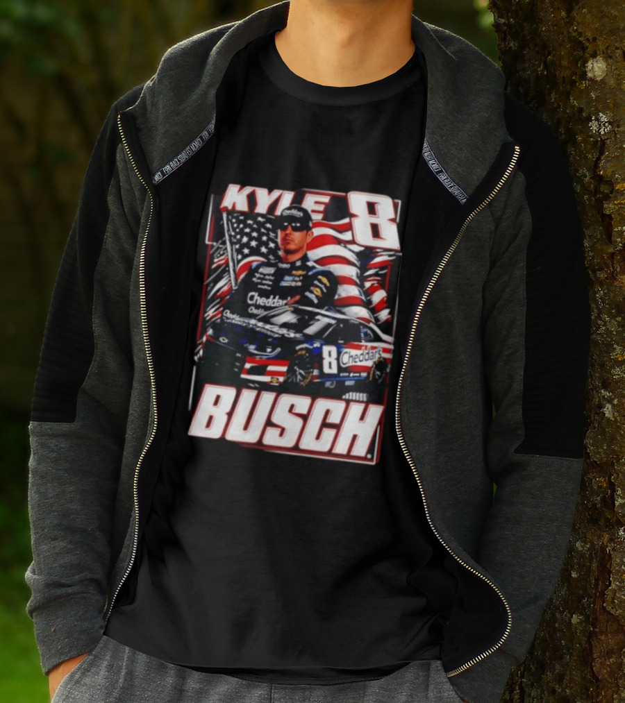 Kyle Busch 8 Cheddar's Racing With American Flag T-Shirt