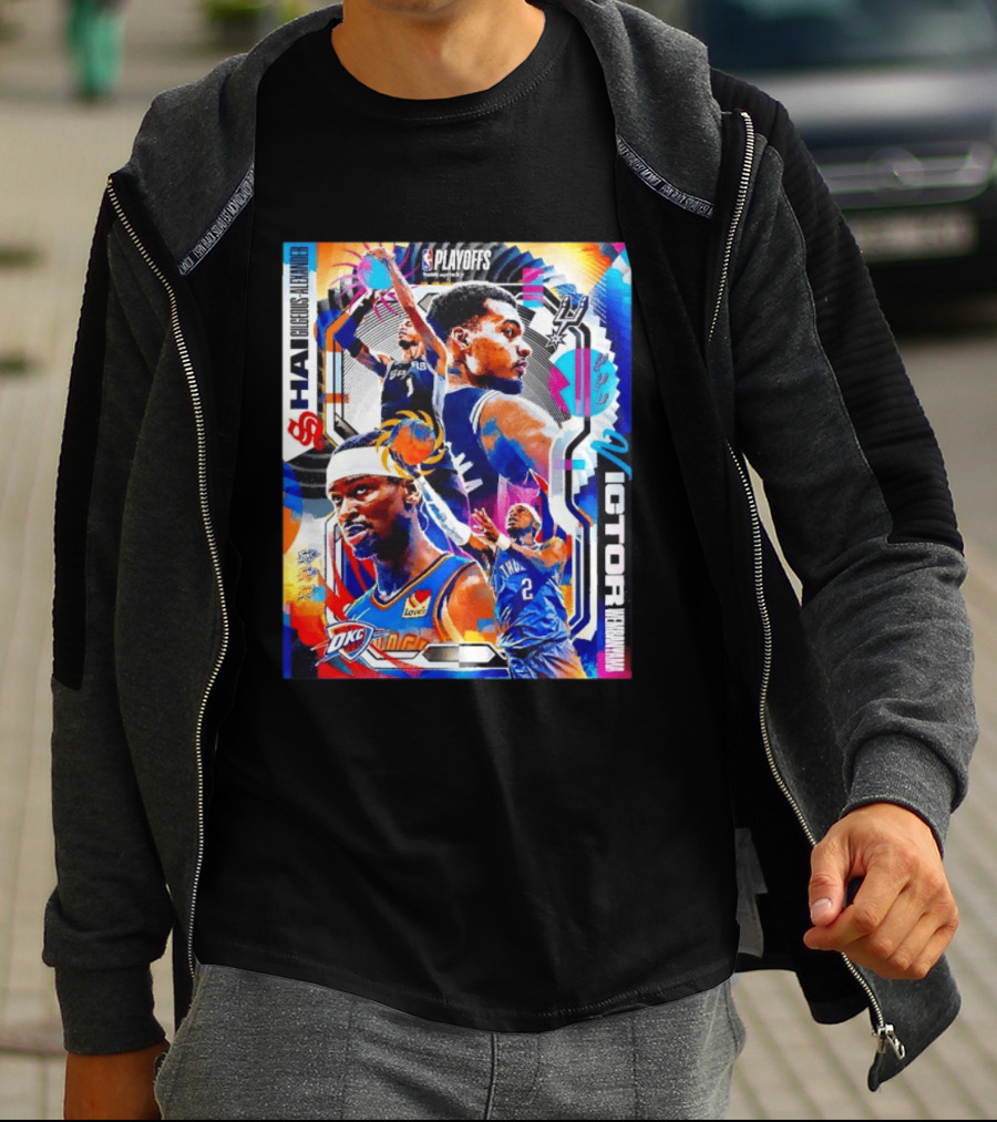 NBA Playoffs Shai Gilgeous Alexander OKC Thunder Victor Wembanyama Spurs Matchup T-Shirt