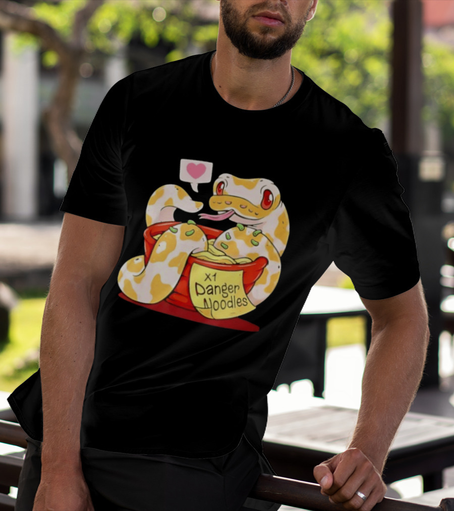 Snake Love X1 Danger Noodles Cartoon Cute Snake With Heart Speech Bubble T-Shirt