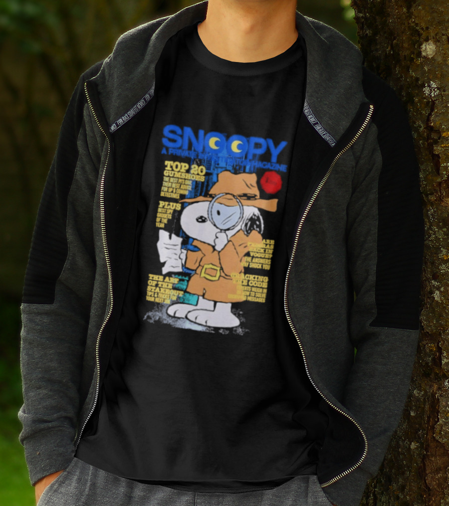 Snoopy Top 20 Clues Uncover Mystery Solved Peanuts Detective Investigator T-Shirt