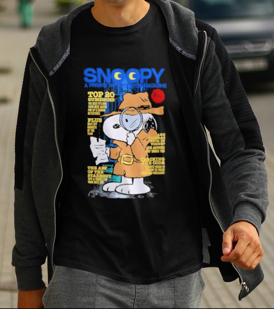 Snoopy Top 20 Clues Uncover Mystery Solved Peanuts Detective Investigator T-Shirt
