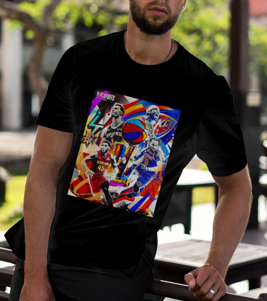 NBA Playoffs Spurs Thunder Cavaliers Knicks Star Players Wemby Alexander Brunson Mitchell T-Shirt