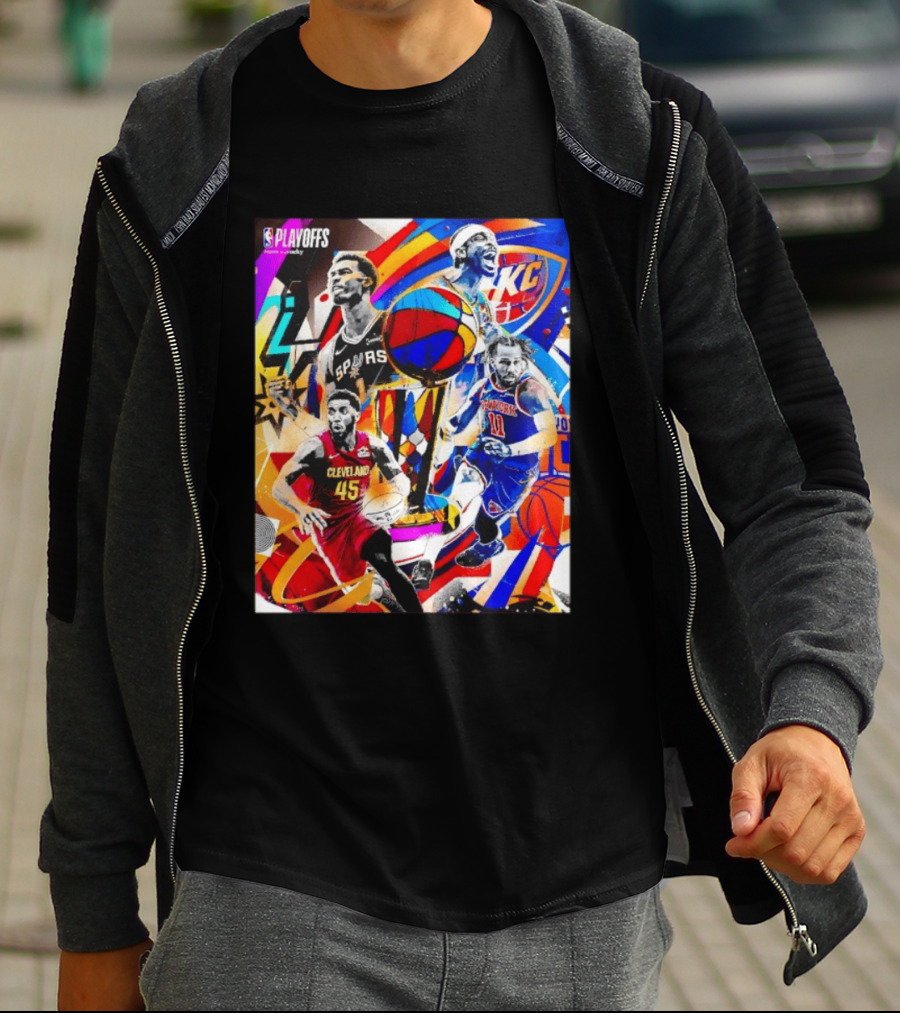 NBA Playoffs Spurs Thunder Cavaliers Knicks Star Players Wemby Alexander Brunson Mitchell T-Shirt