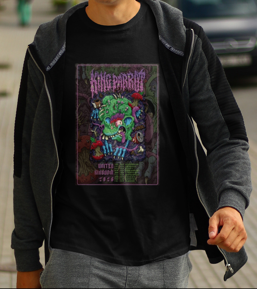 King Parrot UK Tour 2026 Zombie Monster Artwork United Kingdom Concert Dates T-Shirt