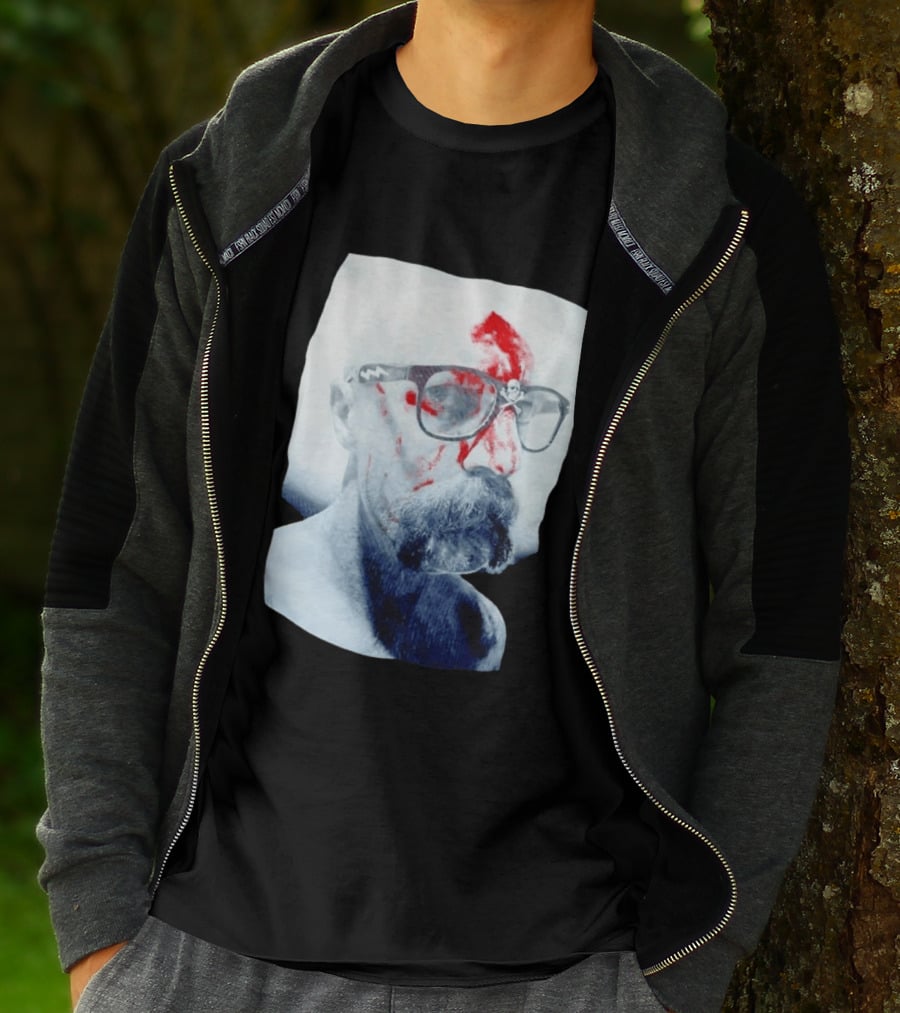 Bald Man With Bloody Beard And Skull Glasses T-Shirt