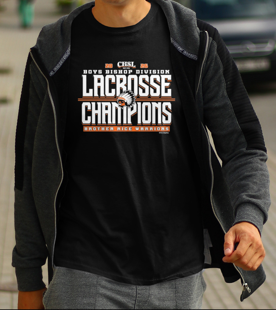 CHSL 2026 Boys Bishop Division Lacrosse Champions Brother Rice Warriors T-Shirt