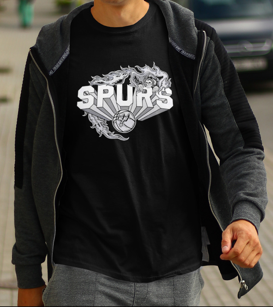 San Antonio Spurs Flaming Skull Grim Reaper NBA Basketball T-Shirt