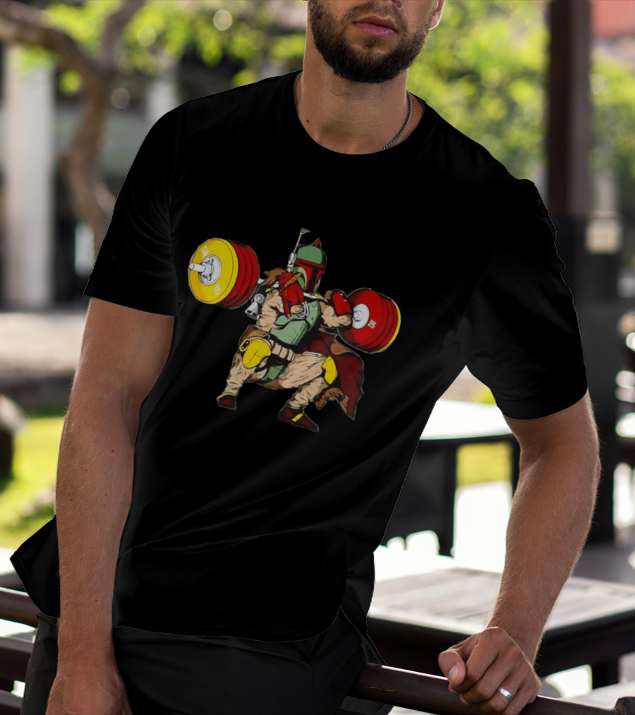 Star Wars Boba Fett Squat Weightlifting Fitness T-Shirt
