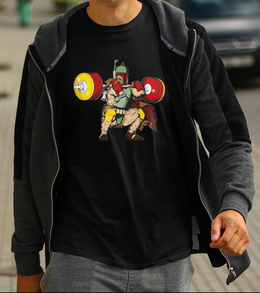 Star Wars Boba Fett Squat Weightlifting Fitness T-Shirt