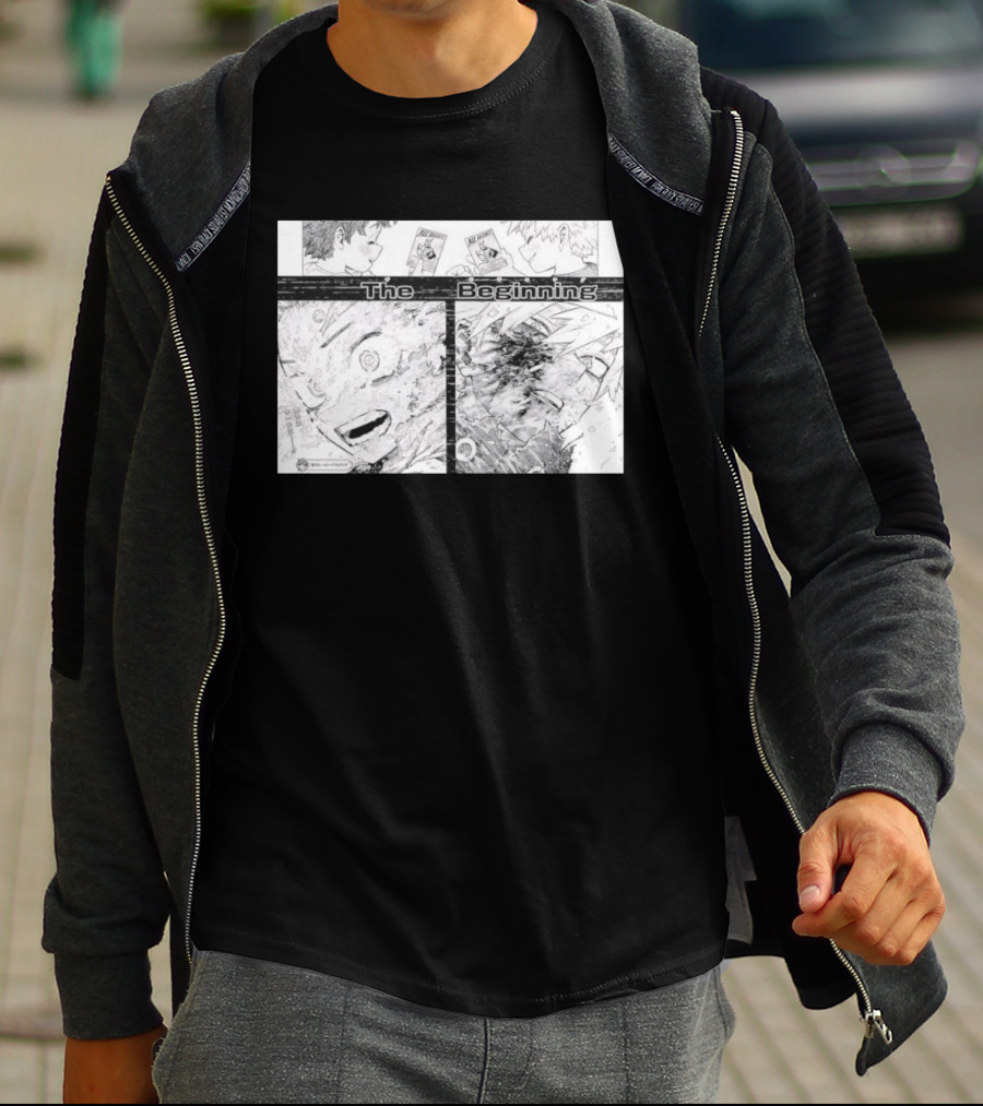 Izuku Midoriya Katsuki Bakugo All Might The Beginning My Hero Academia Manga Panel T-Shirt