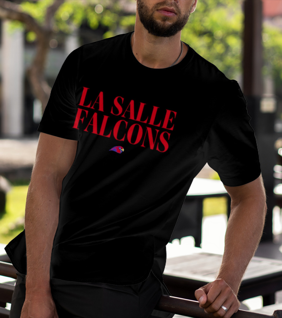 La Salle Falcons Red Text With Falcon Head T-Shirt