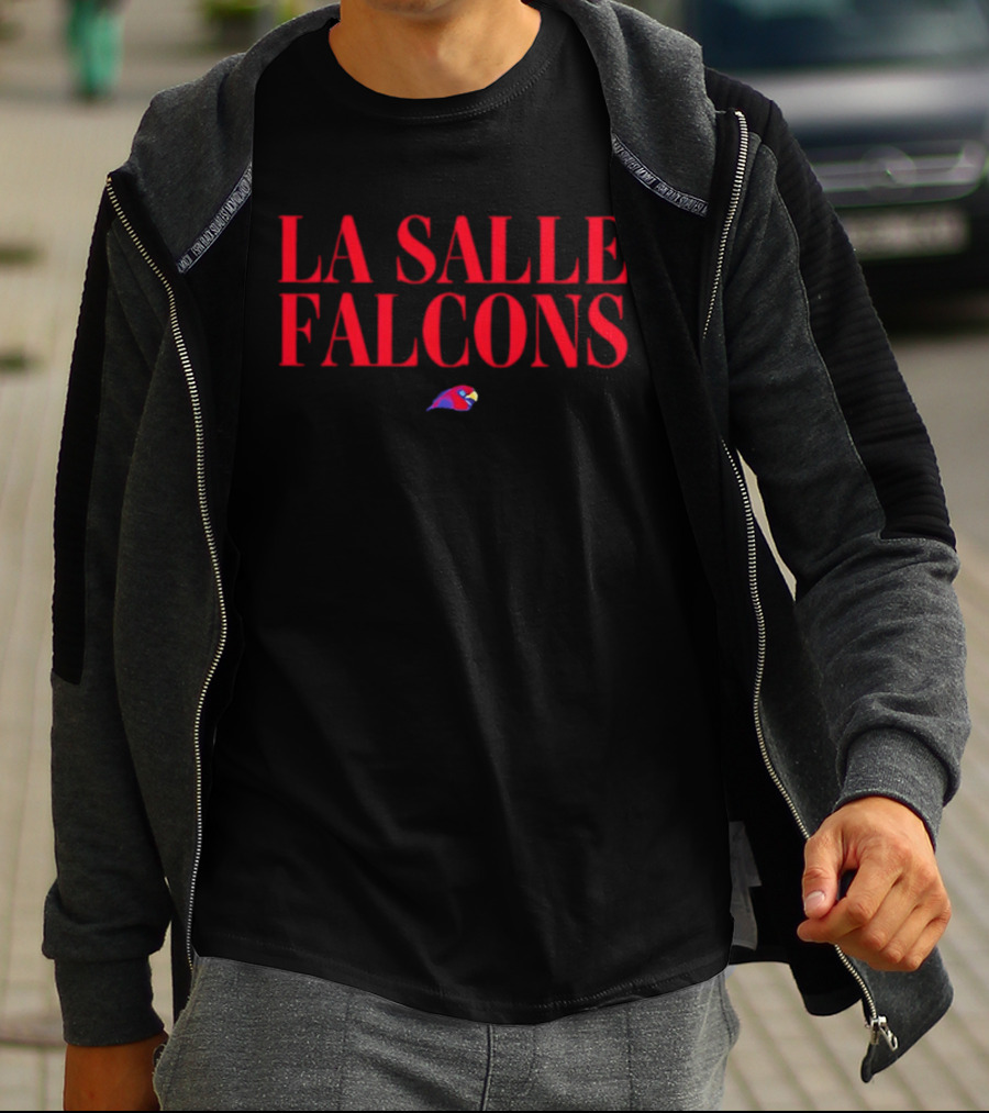 La Salle Falcons Red Text With Falcon Head T-Shirt