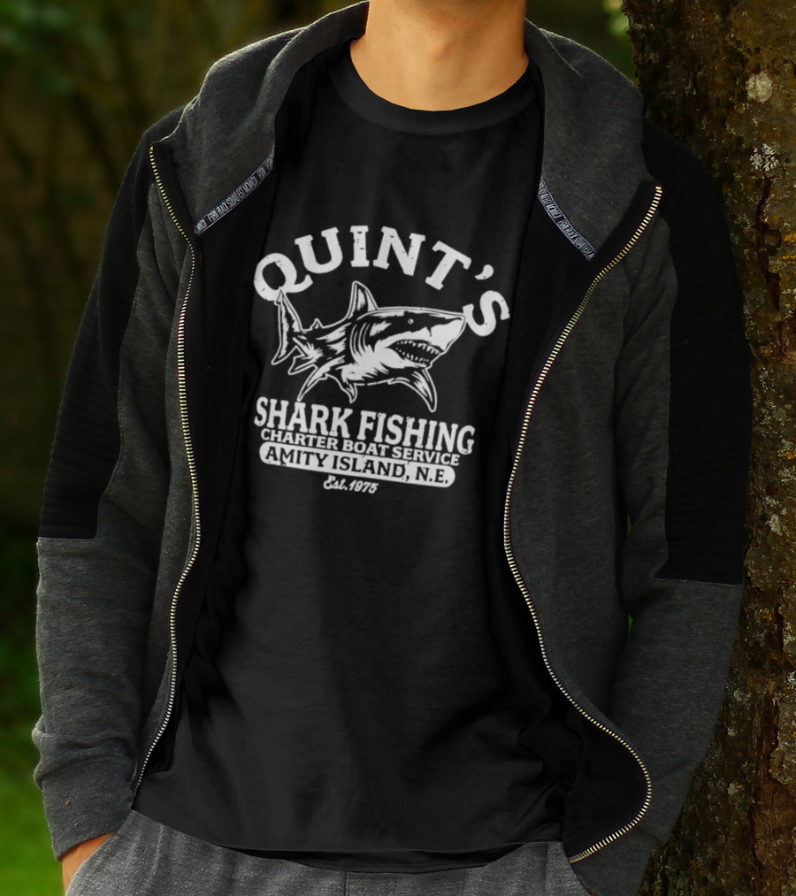 Quint's Shark Fishing Charter Boat Service Amity Island N.E. Est. 1975 T-Shirt