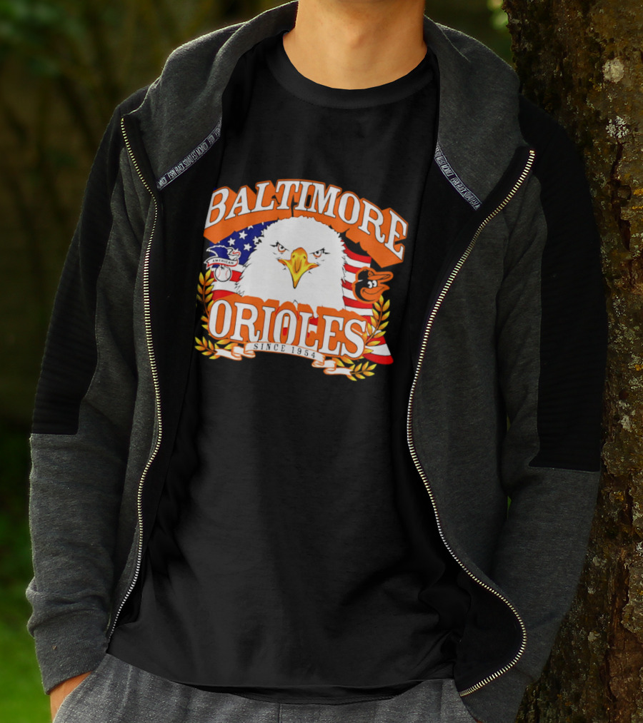 Baltimore Orioles Americana Eagle Logo With USA Flag Celebrating America's 250th Anniversary T-Shirt