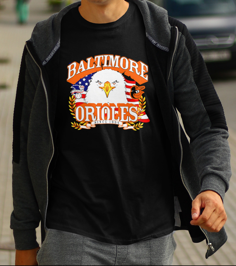 Baltimore Orioles Americana Eagle Logo With USA Flag Celebrating America's 250th Anniversary T-Shirt