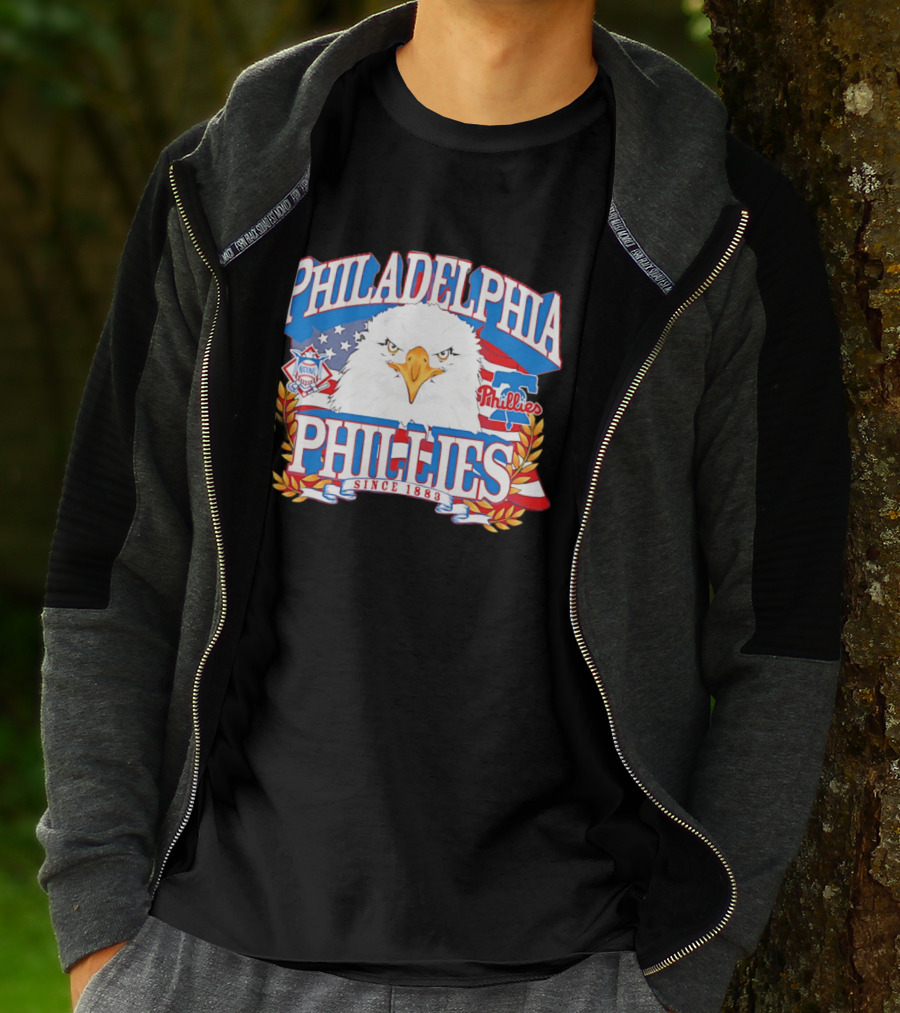 Philadelphia Phillies Eagle Americana Since 1883 National League Flag T-Shirt