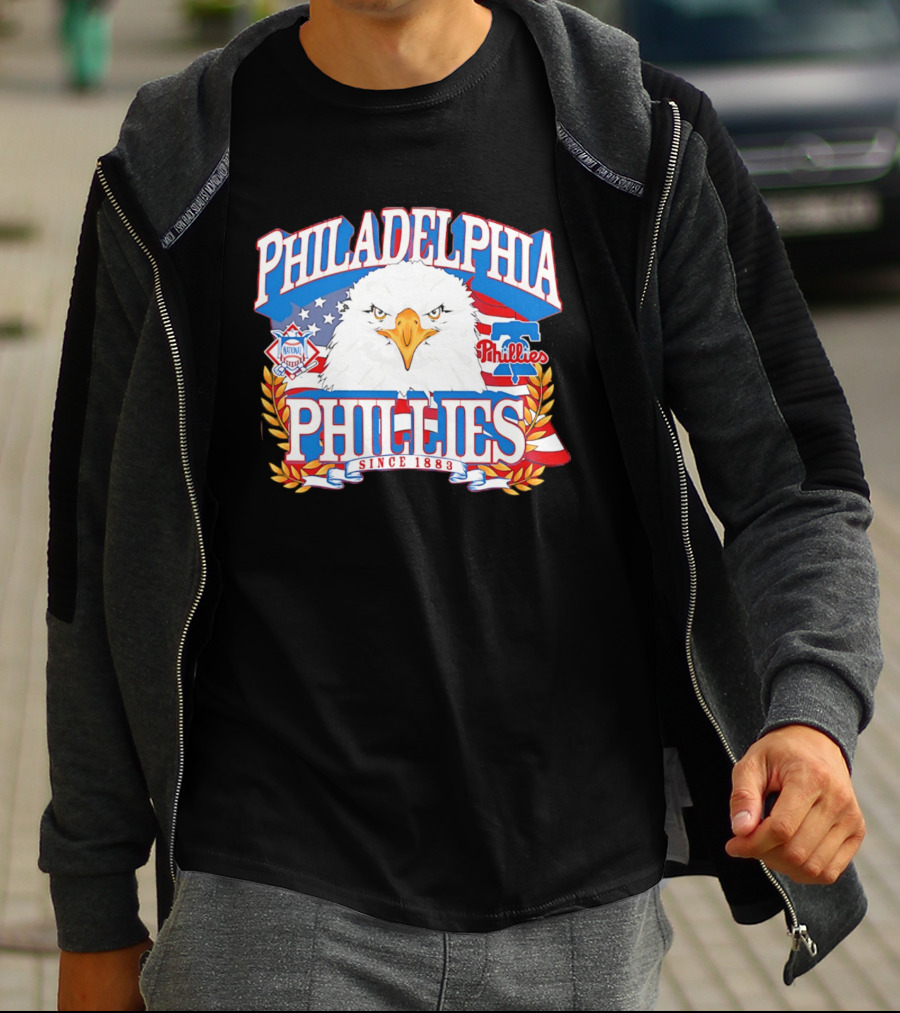 Philadelphia Phillies Eagle Americana Since 1883 National League Flag T-Shirt