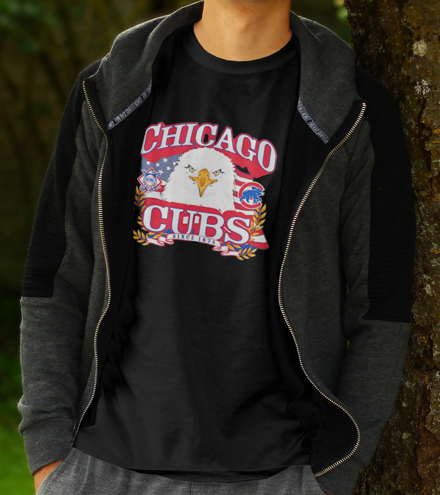 Chicago Cubs Americana Eagle Since 1876 National League Baseball Stars And Stripes 250th Celebration T-Shirt