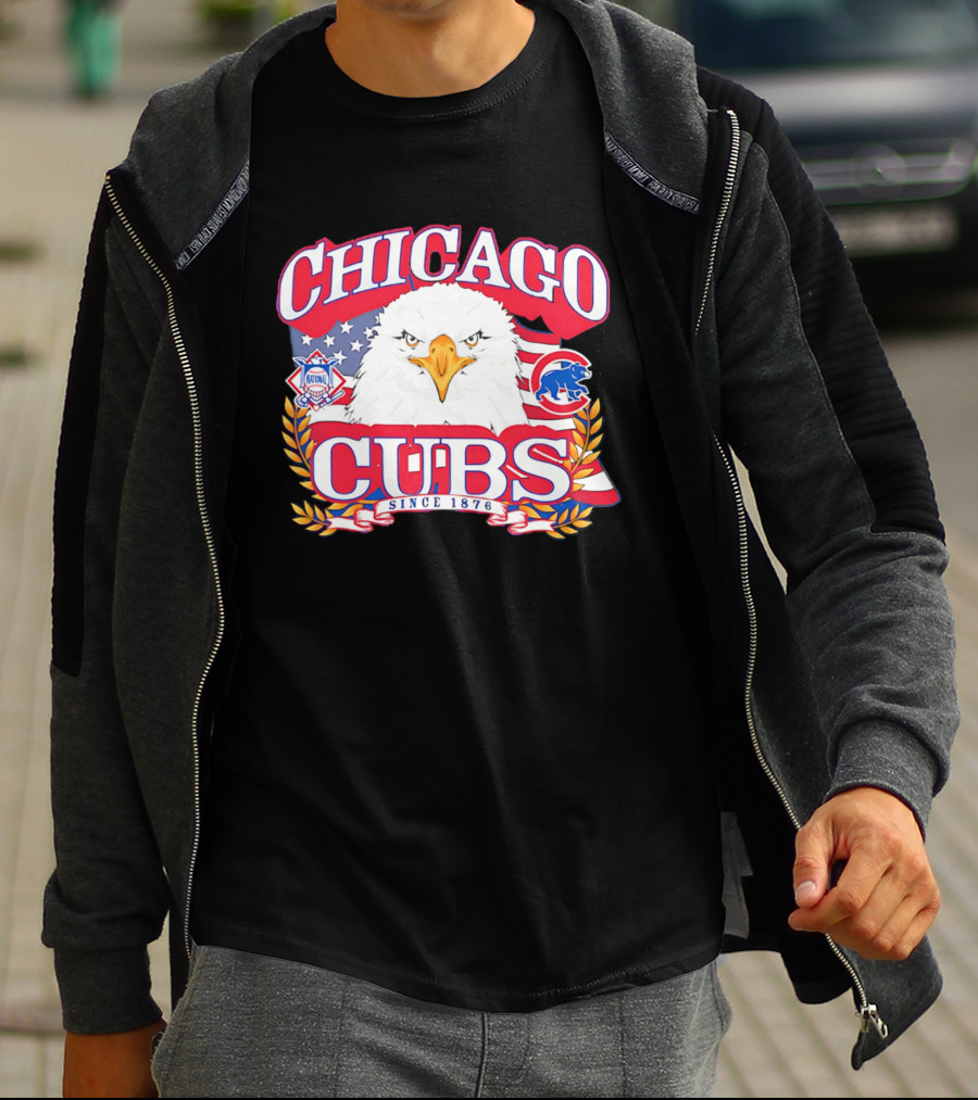 Chicago Cubs Americana Eagle Since 1876 National League Baseball Stars And Stripes 250th Celebration T-Shirt